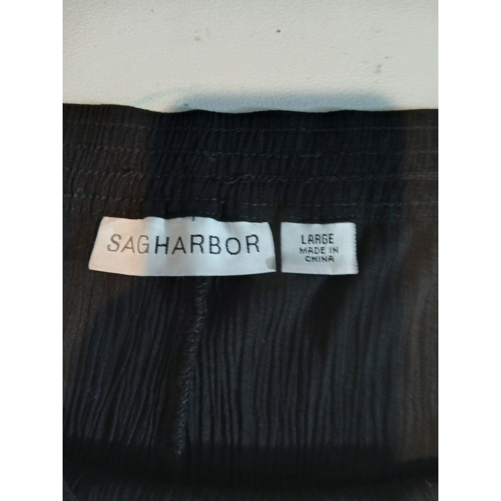 Sag Harbor Womens Large Black Tiered Maxi Skirt Crinkle Drawstring Boho - Read - Picture 7 of 9